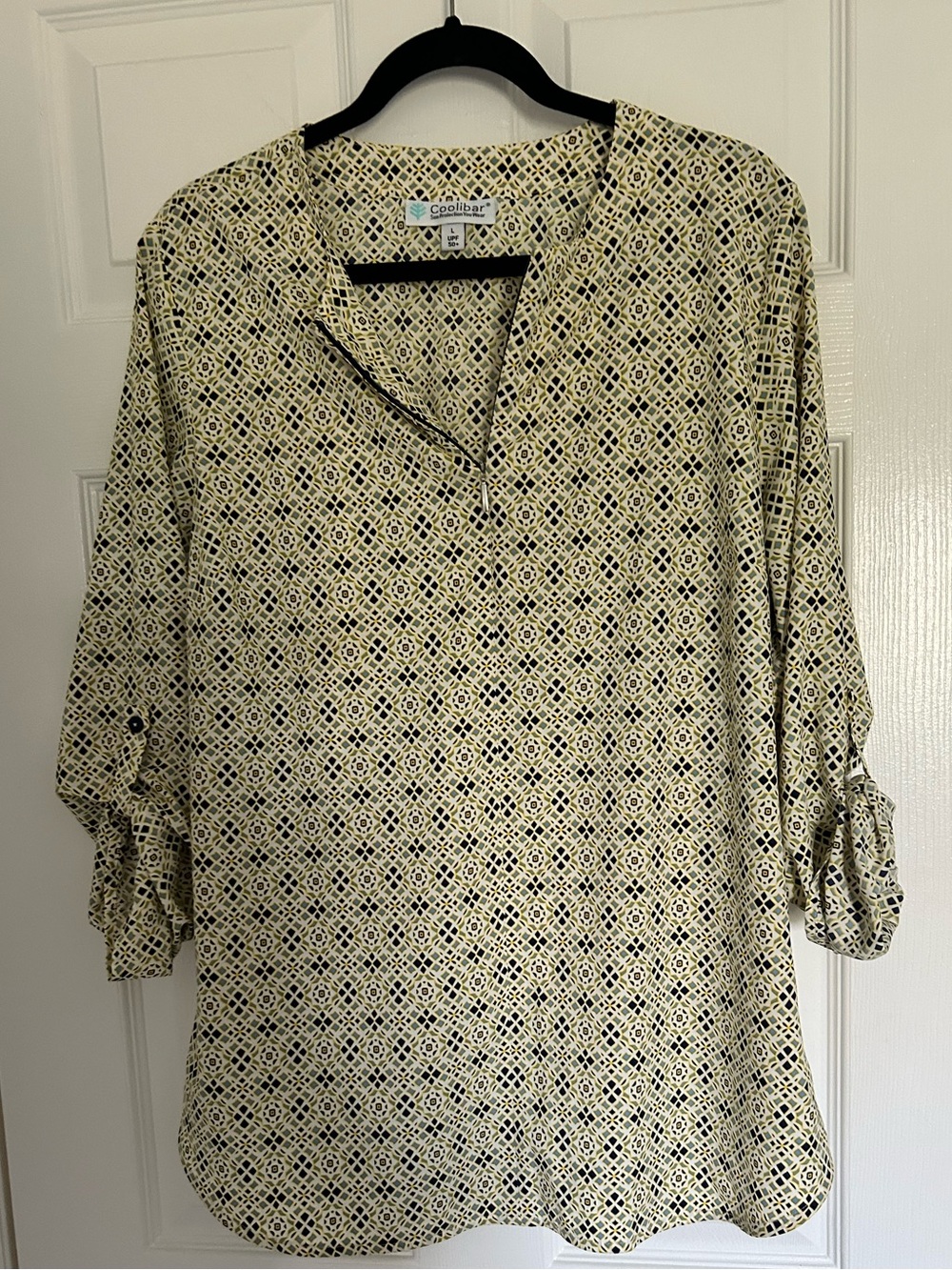 Coolibar Women's Cream Patterned Long-Sleeve Tunic